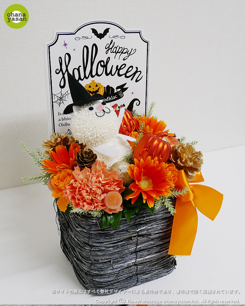 花ネコmini しろねこ ハッピーハロウィン 猫の花ギフト