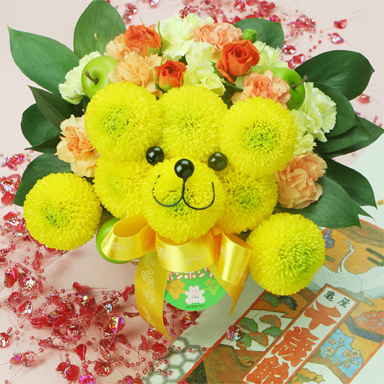 ポンポンクマ七五三 フラワーメッセージお花屋さん