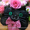 花ネコ・黒猫（ピンク）