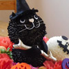 黒猫と魔法の杖＆花ガイコツ