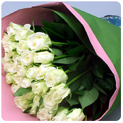 白バラ50本花束