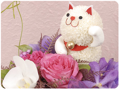 花の招き猫・秋の物語(パープル)